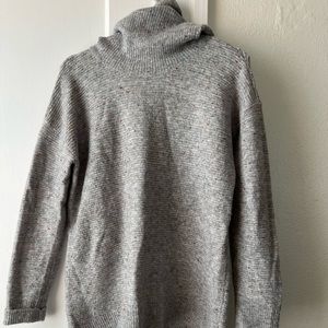Women Loft Small Cowlneck Sweater Grey Fleck Tunic Length